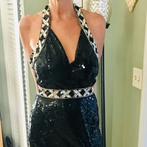 Michaelangelo Black & Silver Sequin Gown